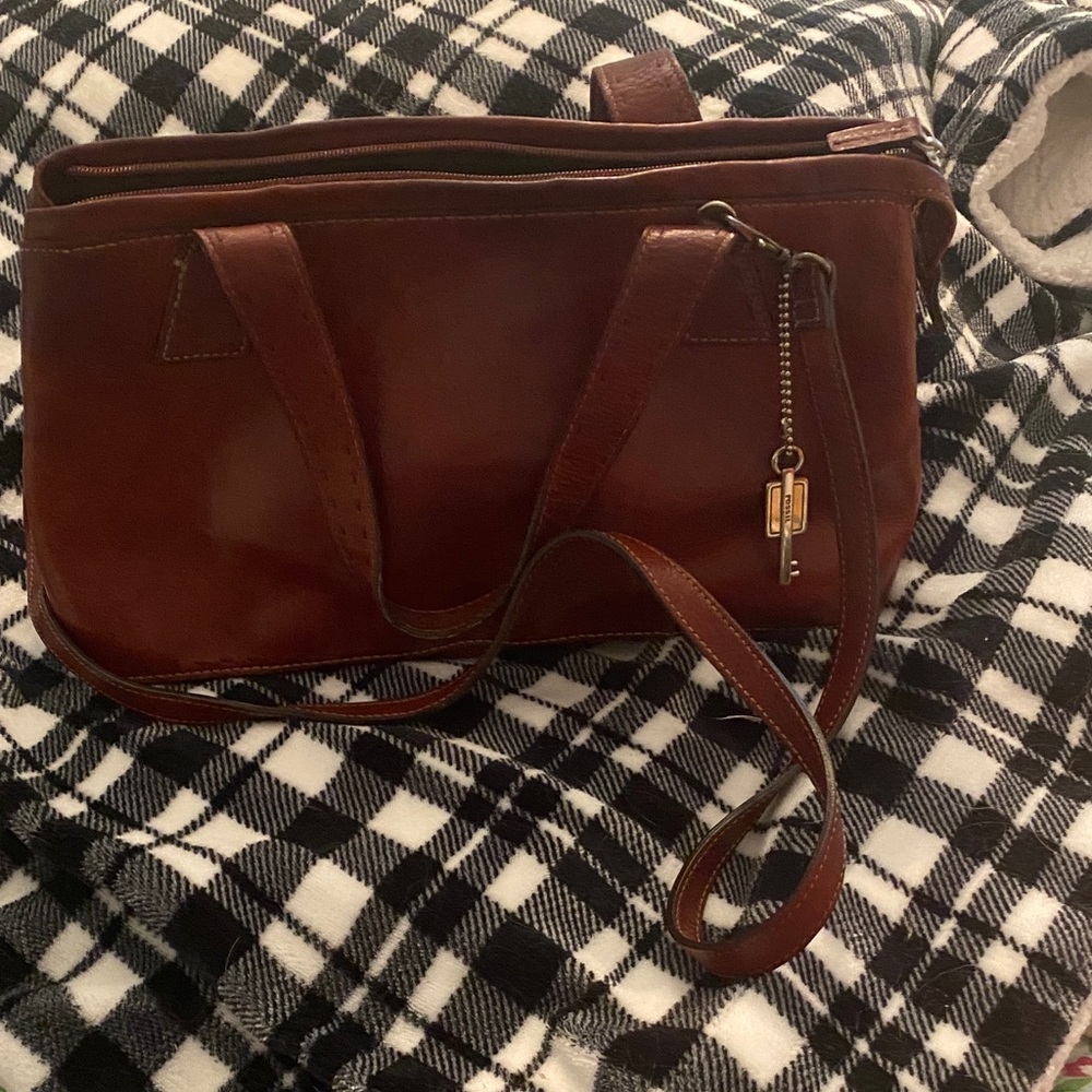 Fossil Rich Brown Leather Crossbody Bag